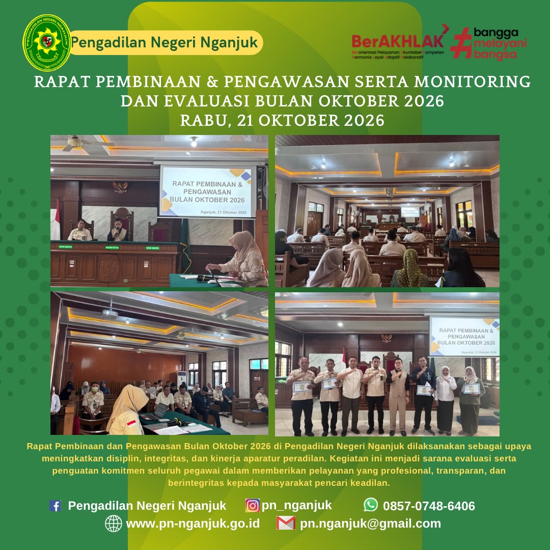 Pengadilan Negeri Nganjuk Gelar Rapat Pembinaan dan Pengawasan Bulan Oktober 2026